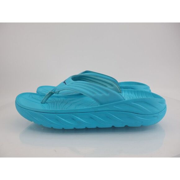 Hoka One One Ora Recovery Slide Mens 12 Blue Rubber Wedge Comfort Thong - Picture 4 of 11